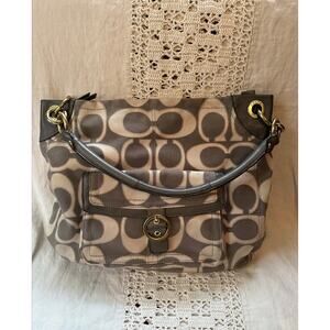 Coach F18875 Signature C Gray Penelope Full Zip Single Handle Hobo Handbag Purse